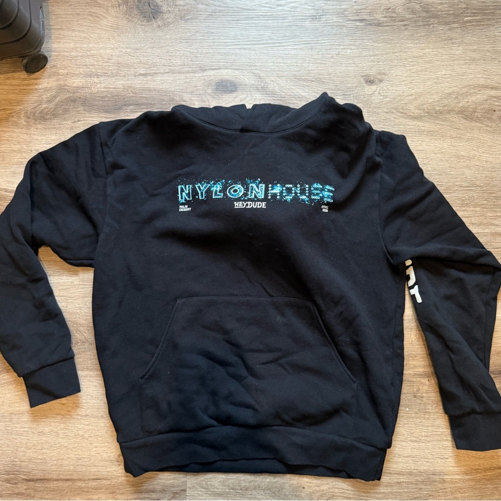 Coachella Nylon House Hey Dude Black Hoodie - Picture 4 of 5